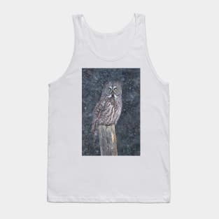 Great Grey Owl in Snow Tank Top